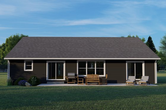 Exterior - Rear Elevation for Ranch House Plan #1064-177 - 4 bed, 3 bath