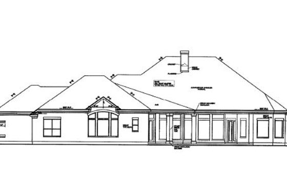 Exterior - Rear Elevation for European House Plan #411-386 - 4 bed, 3.5 bath