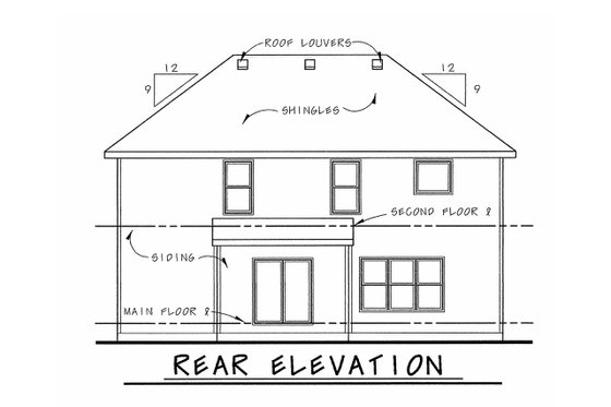 Exterior - Rear Elevation for Bungalow House Plan #20-1770 - 4 bed, 3 bath