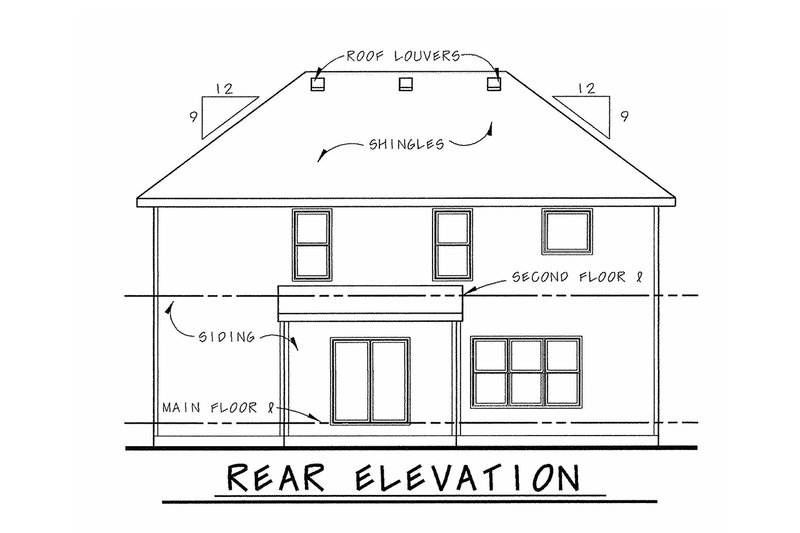 Home Plan - Exterior - Rear Elevation for Bungalow House Plan #20-1770 - 4 bed, 3 bath