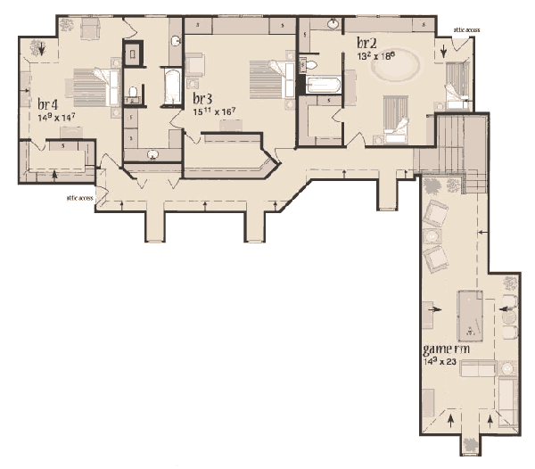 House Plan Design - European Floor Plan - Upper Floor Plan #36-246
