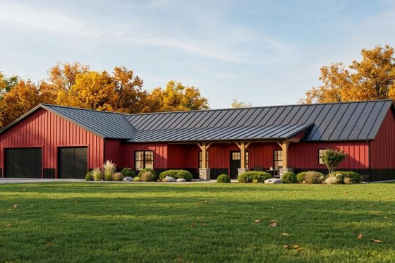 Exterior - Front Elevation for Barndominium House Plan #1064-224 - 3 bed, 3 bath