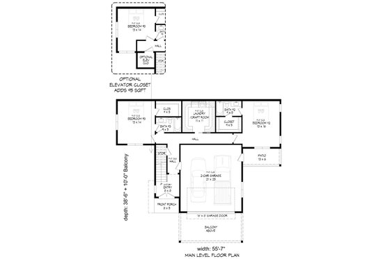 Floor Plan - Main Floor 1 for Contemporary House Plan #932-1302 - 3 bed, 3.5 bath