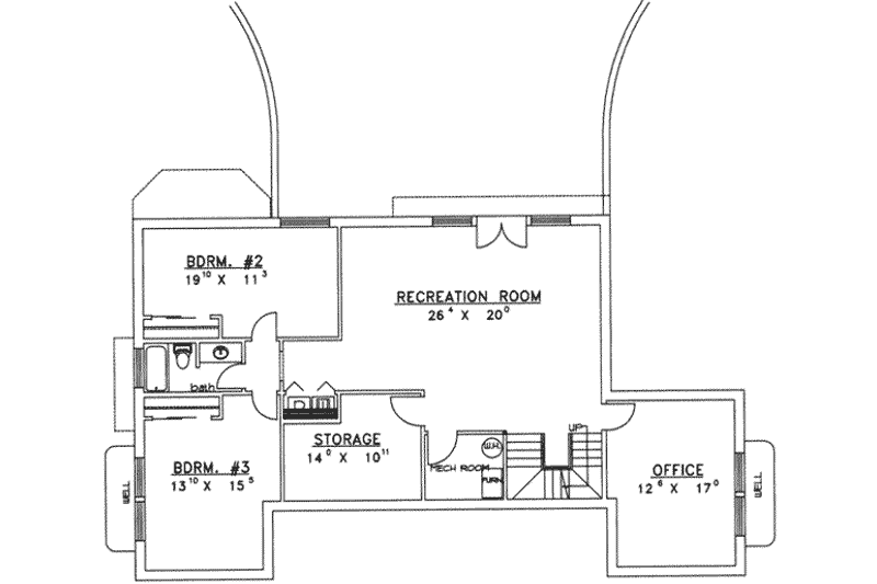 Home Plan - Floor Plan - Lower Floor for Modern House Plan #117-435 - 3 bed, 3.5 bath