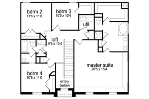 Floor Plan - Upper Floor for Classical House Plan #84-318 - 4 bed, 2 bath