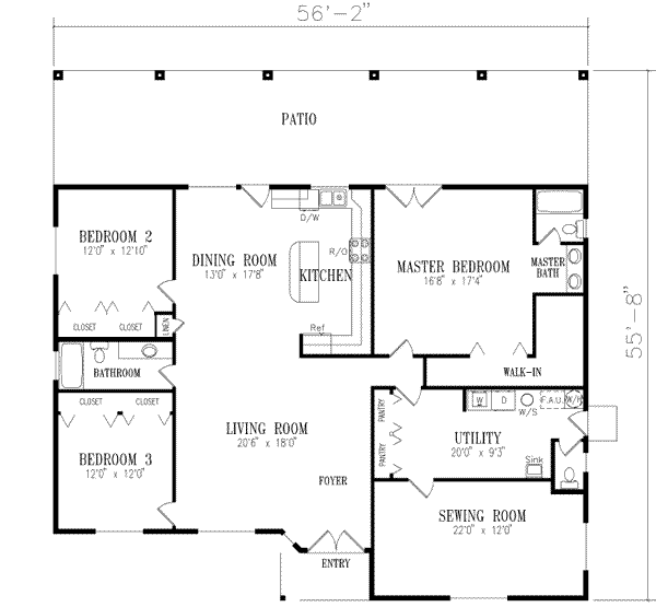 Adobe / Southwestern Style House Plan - 3 Beds 2 Baths 2237 Sq/Ft Plan ...