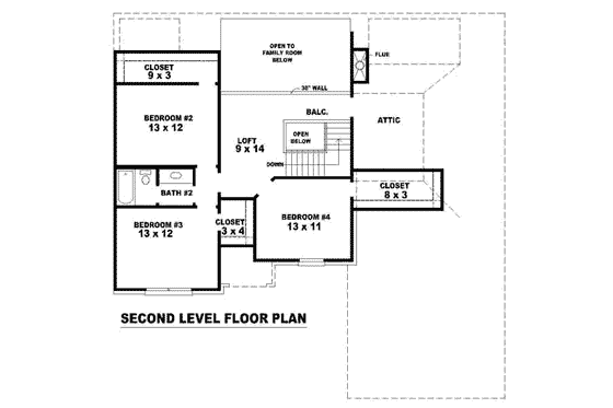 Floor Plan - Upper Floor for European House Plan #81-853 - 4 bed, 2.5 bath