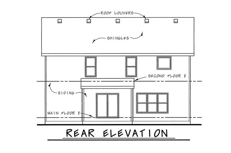 House Blueprint - Exterior - Rear Elevation for Traditional House Plan #20-1769 - 4 bed, 3 bath
