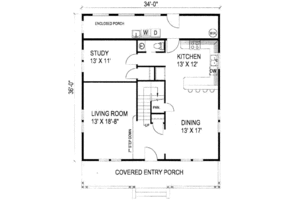 Floor Plan - Main Floor for Cottage House Plan #117-212 - 3 bed, 3 bath