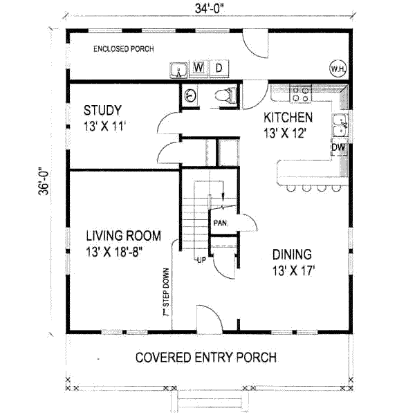 Cottage Floor Plan - Main Floor Plan #117-212