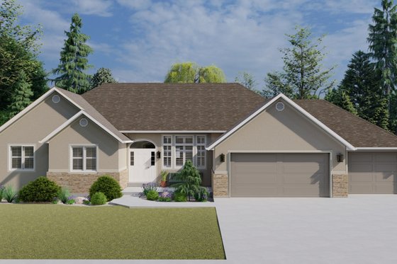 Exterior - Front Elevation 4 for Traditional House Plan #1060-100 - 3 bed, 2.5 bath