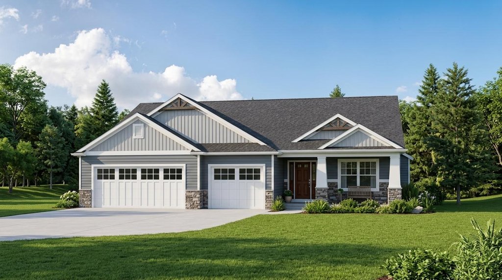 Exterior - Front Elevation 2 for Ranch House Plan #1064-70 - 3 bed, 2 bath