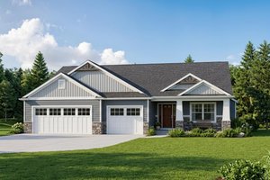 Dream House Plan - Exterior - Front Elevation for Ranch House Plan #1064-70 - 3 bed, 2 bath