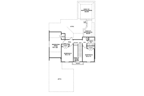 Floor Plan - Upper Floor for European House Plan #81-277 - 3 bed, 3 bath