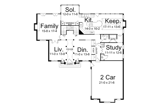 Floor Plan - Main Floor for European House Plan #119-331 - 4 bed, 4 bath