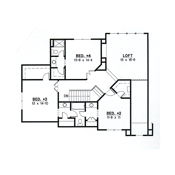 European Floor Plan - Upper Floor Plan #67-581