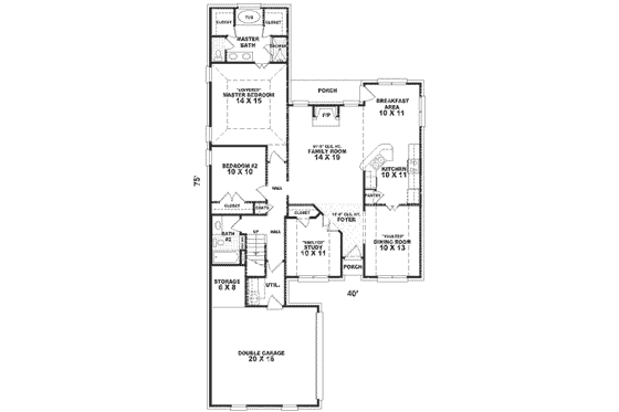 Floor Plan - Main Floor for European House Plan #81-256 - 2 bed, 2 bath