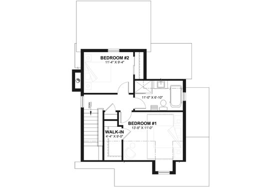 Floor Plan - Upper Floor for Cottage House Plan #23-661 - 2 bed, 2 bath