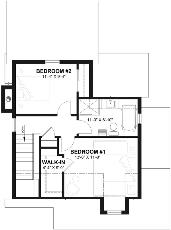 Architectural House Design - Floor Plan - Upper Floor for Cottage House Plan #23-661 - 2 bed, 2 bath