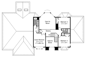 Floor Plan - Upper Floor for European House Plan #51-174 - 4 bed, 3.5 bath