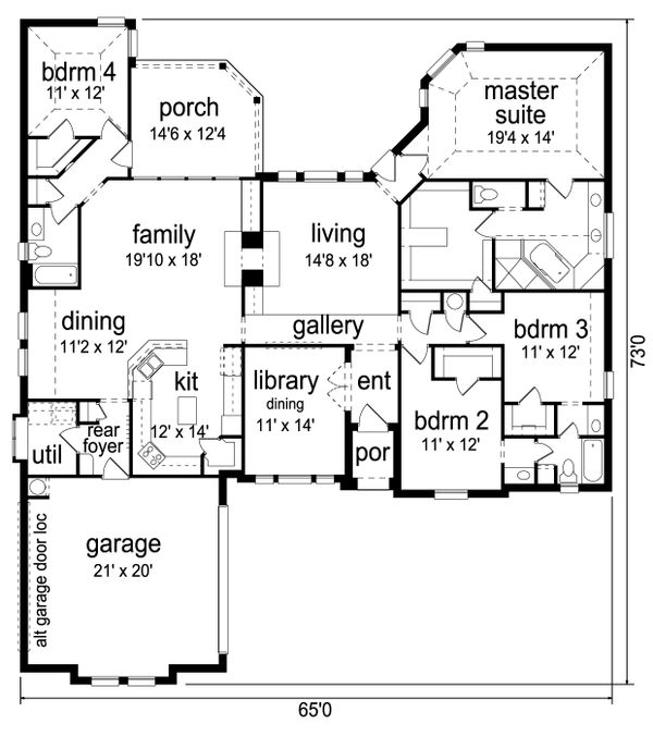 House Blueprint - European Floor Plan - Main Floor Plan #84-617