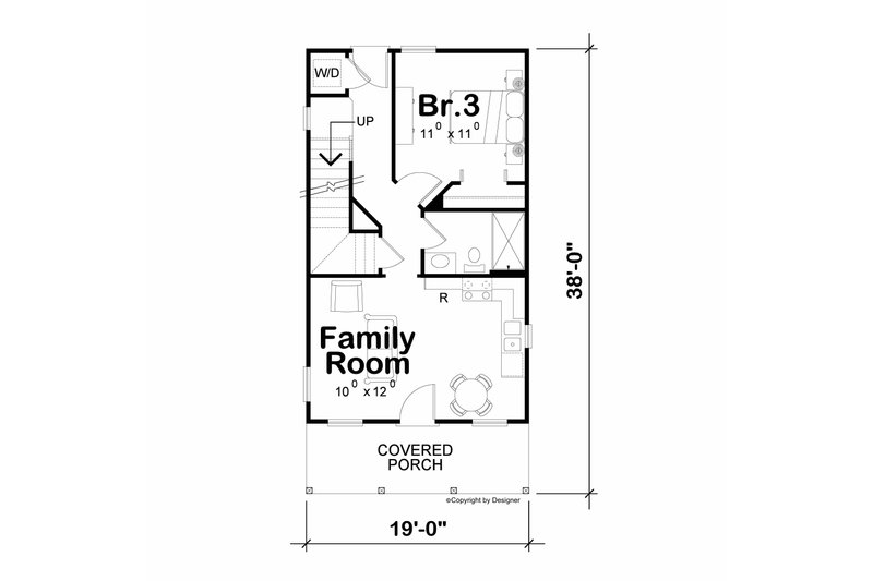 Architectural House Design - Floor Plan - Main Floor for Country House Plan #20-2650 - 3 bed, 3 bath