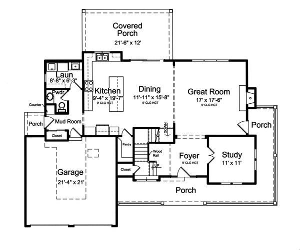 House Design - Farmhouse Floor Plan - Main Floor Plan #46-884