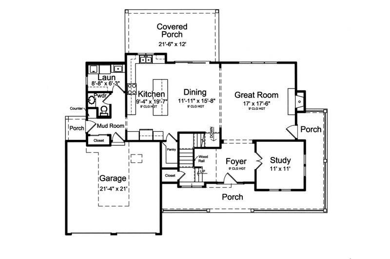 Home Plan - Floor Plan - Main Floor for Farmhouse House Plan #46-884 - 4 bed, 2.5 bath