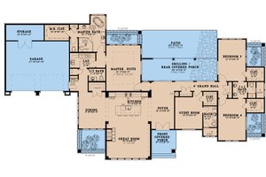 Floor Plan - Main Floor for Prairie House Plan #923-209 - 4 bed, 3.5 bath