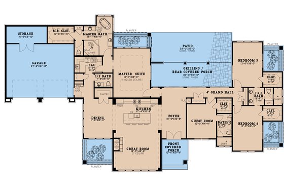 Floor Plan - Main Floor for Prairie House Plan #923-209 - 4 bed, 3.5 bath