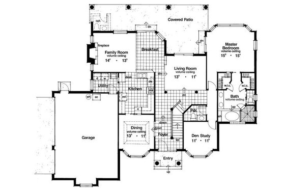 Floor Plan - Main Floor for Classical House Plan #417-325 - 4 bed, 3.5 bath