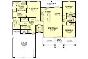 Floor Plan - Main Floor for Farmhouse House Plan #430-356 - 3 bed, 2.5 bath