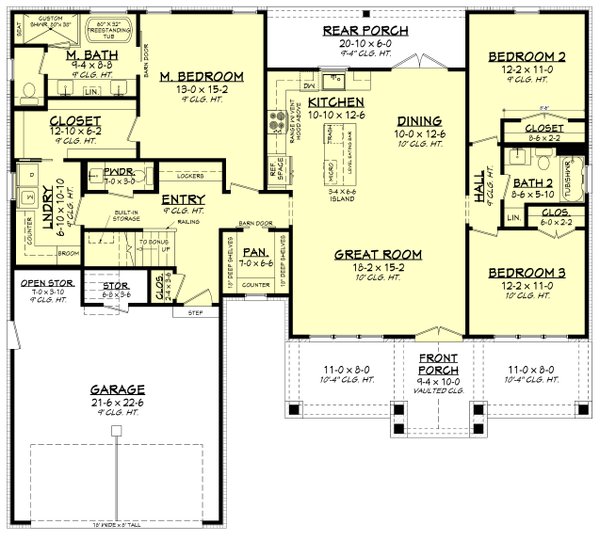 Home Plan - Farmhouse Floor Plan - Main Floor Plan #430-356