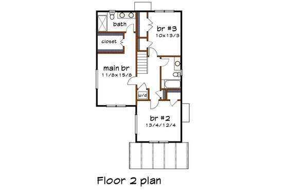 Floor Plan - Upper Floor for Modern House Plan #79-369 - 3 bed, 2.5 bath
