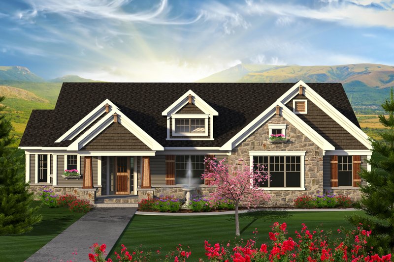 Architectural House Design - Ranch Exterior - Front Elevation Plan #70-1202