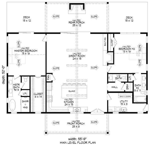 House Blueprint - Southern Floor Plan - Main Floor Plan #932-1325