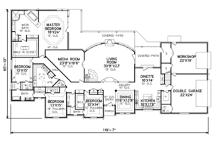 Floor Plan - Main Floor for Country House Plan #65-219 - 4 bed, 3 bath