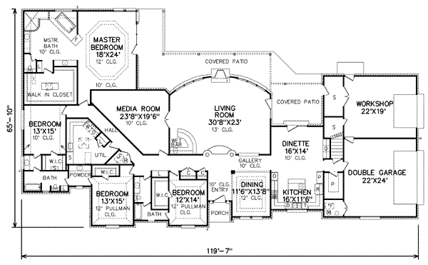 Country Floor Plan - Main Floor Plan #65-219