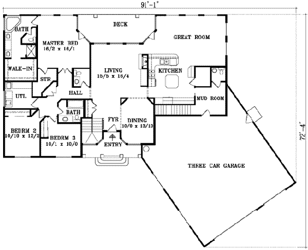 Ranch Floor Plan - Main Floor Plan #1-1469