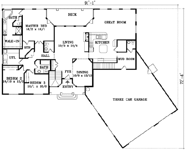 Dream House Plan - Ranch Floor Plan - Main Floor Plan #1-1469