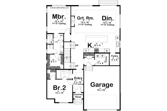 Floor Plan - Main Floor for Cottage House Plan #455-783 - 3 bed, 3 bath