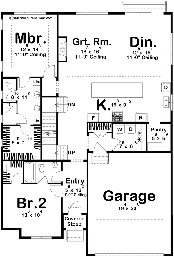 House Plan Design - Floor Plan - Main Floor for Cottage House Plan #455-783 - 3 bed, 3 bath