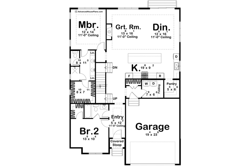 House Plan Design - Floor Plan - Main Floor for Cottage House Plan #455-783 - 3 bed, 3 bath