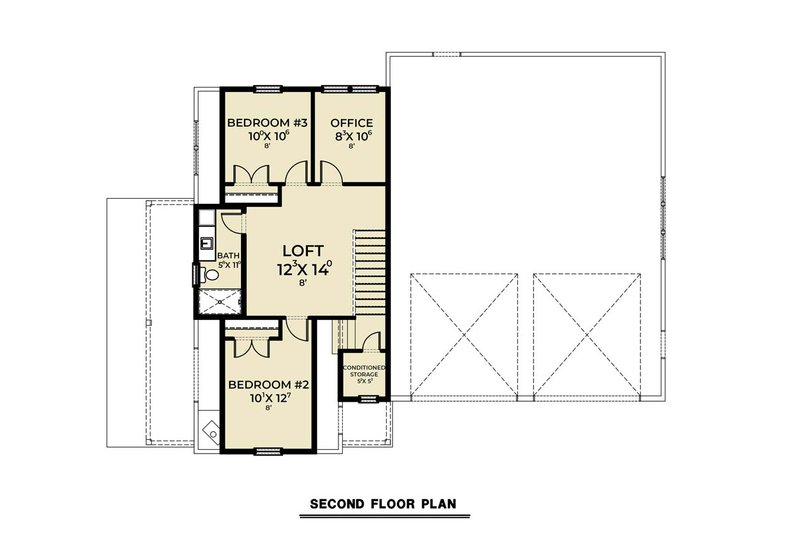 House Blueprint - Floor Plan - Upper Floor for Barndominium House Plan #1070-249 - 3 bed, 2.5 bath