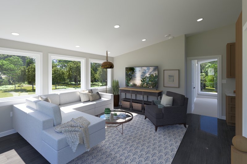 House Plan Design - Interior - Family Room 1 for Modern House Plan #1060-381 - 1 bed, 1 bath