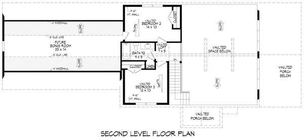 Southern Floor Plan - Upper Floor Plan #932-1188