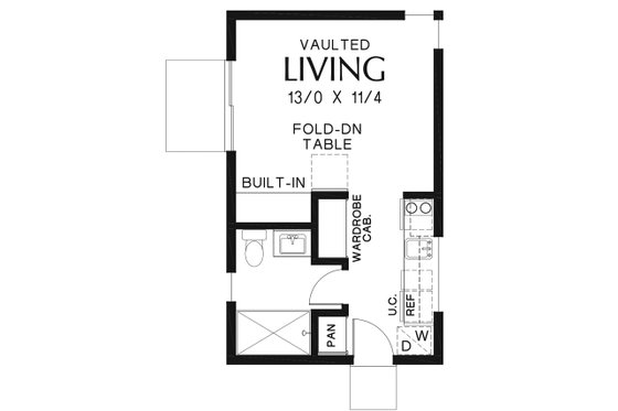 Floor Plan - Main Floor for Craftsman House Plan #48-955, 1 bath