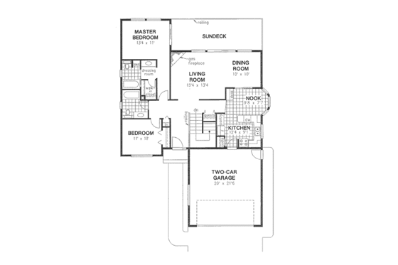 Floor Plan - Main Floor for Traditional House Plan #18-9021 - 2 bed, 2 bath