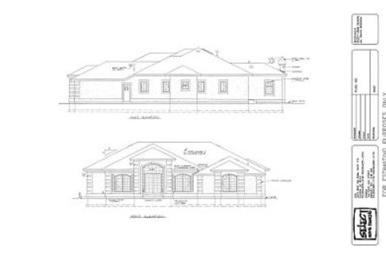 Exterior - Rear Elevation for Mediterranean House Plan #47-221 - 3 bed, 2.5 bath