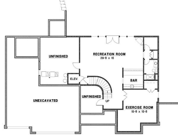 Traditional Floor Plan - Lower Floor Plan #67-889